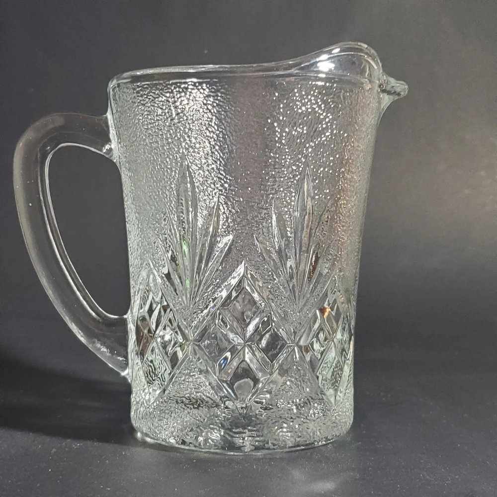 Vintage Glass Creamer, Small Textured Pitcher with 